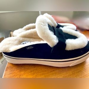 Vans Black Suede slip-ons with Sherpa Wool lining